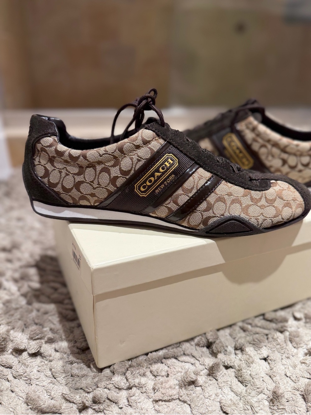 Coach Remonna Monogram Brown Signature Logo Low-Top Sneaker Women’s Size 9 NIB